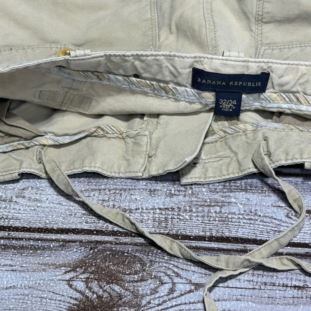 Banana Republic‎ Heritage Pants Mens 30x30 Actual Tan Linen Straight Leg Casual